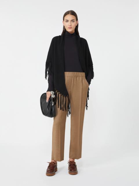 WEEKEND Max Mara TORNADO Fringed wool shawl - BLACK