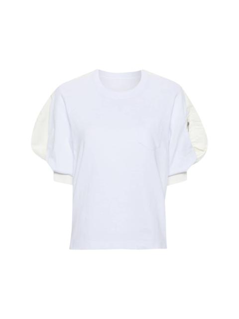 puff-sleeves cotton T-shirt
