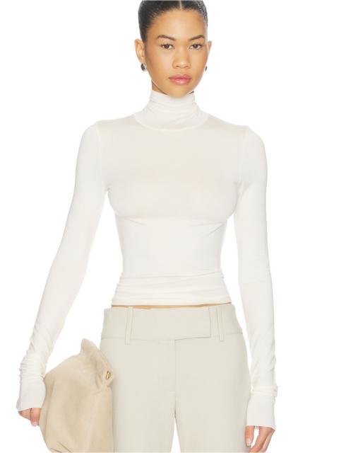 ÉTERNE Fitted Turtleneck Top in Cream
