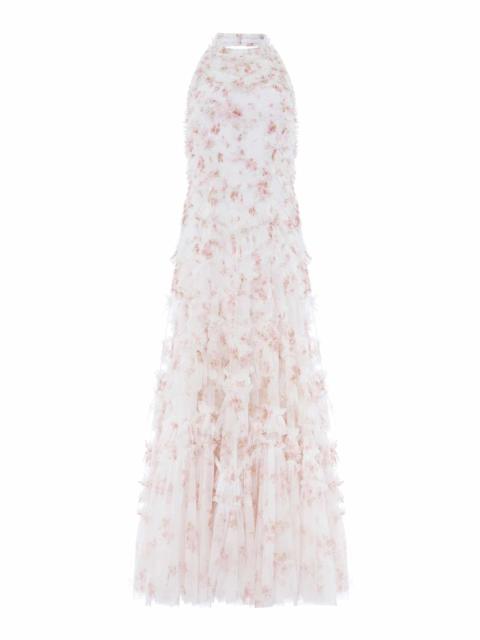 Needle & Thread Magnolia Ditsy Elia Halter-Neck Gown