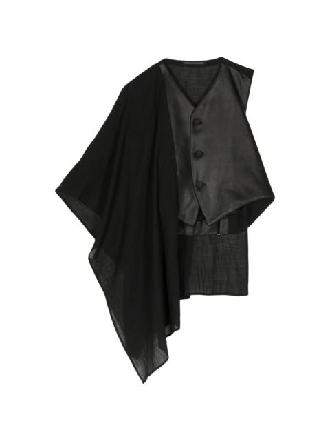 asymmetric panelled leather vest