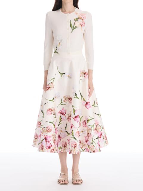 Oscar de la Renta Embroidered Crysanthemum Cardigan