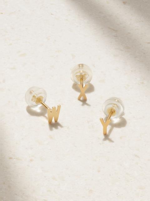 STONE AND STRAND Initial gold single earring Gold
