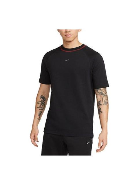 Nike Nike Solid Color Breathable Soccer/Football Cotton Knit Loose Short Sleeve Black DC9063-010