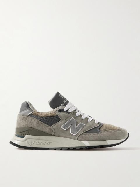 New Balance Made In Usa 998 Core Rubber-trimmed Leather, Mesh And Suede Sneakers