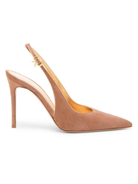 Gianvito Rossi Women's 95MM Suede Slingback Pumps - Praline Mekong