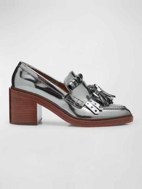 ULLA JOHNSON Fiona Metallic Kiltie Tassel Loafers