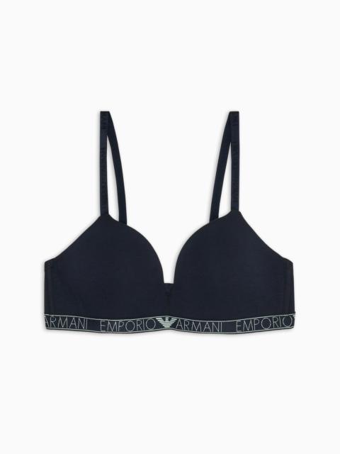 EMPORIO ARMANI ASV logo padded triangle bra in organic cotton with logo studs