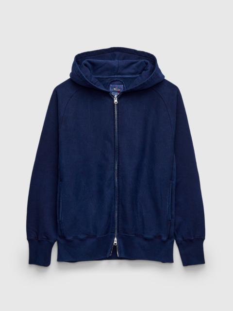 Blue Blue Japan Organic Hand-Dyed Zip Hoodie in Indigo
