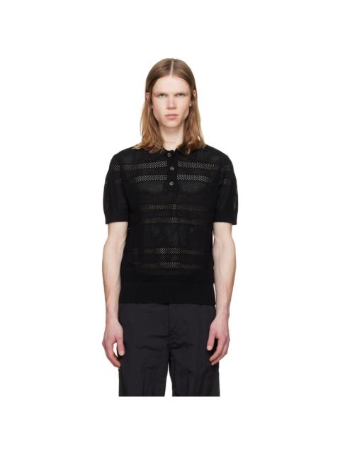 Dries Van Noten Black Mesh Polo
