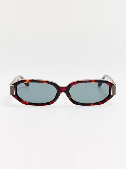 LINDA FARROW Laura Sunglasses in  Dark Tortoiseshell