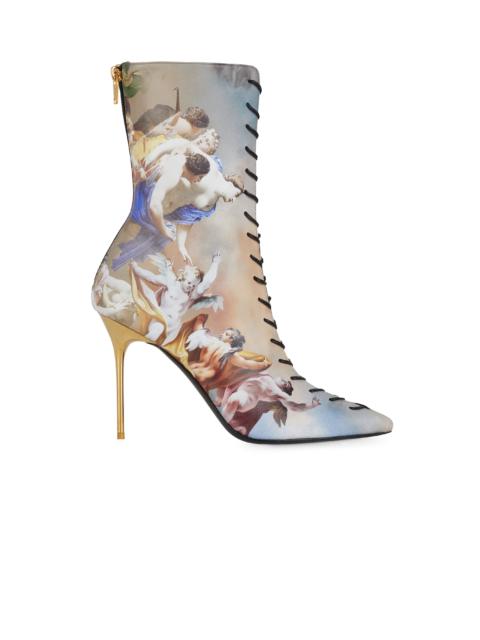Balmain Uria ankle boots in Sky print leather