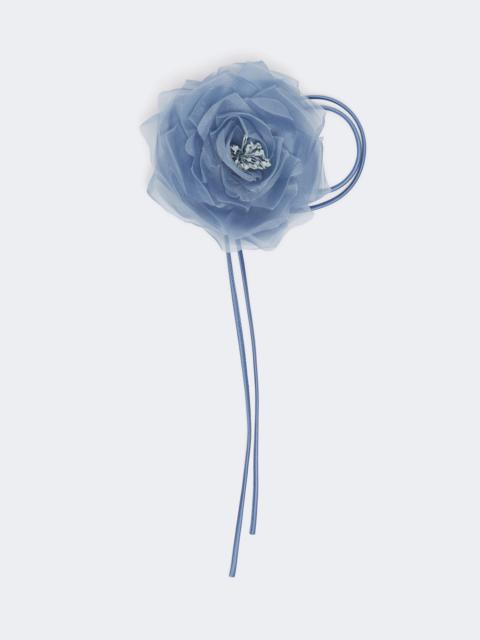 Max Mara Silk chiffon flower brooch - LIGHT BLUE