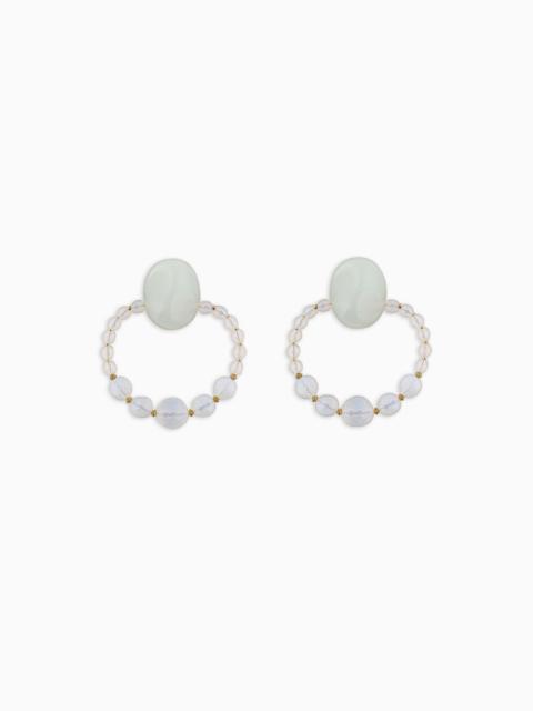 Clip earrings with opalescent spheres