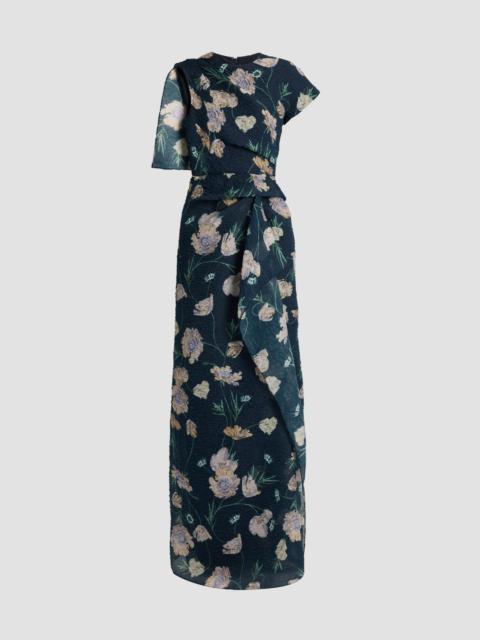 Erdem FLORAL ORGANZA CLOQUE ASYMMETRIC GOWN