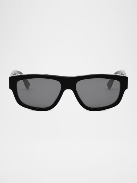 FENDI Men's Fendi Diagonal Acetate Rectangle Sunglasses