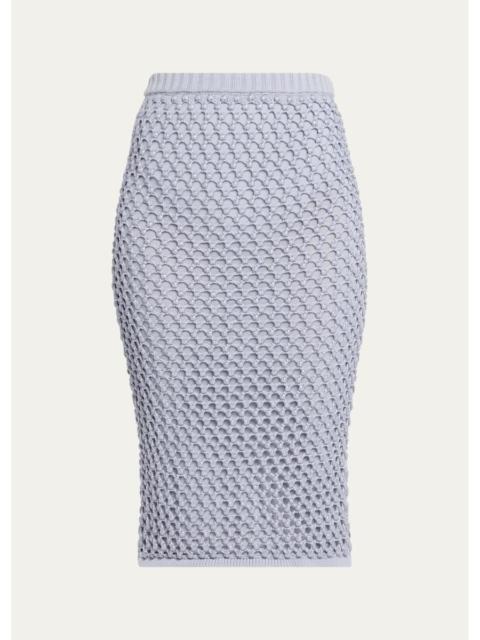 diotima Spice Crystal Crochet Knit Midi Skirt
