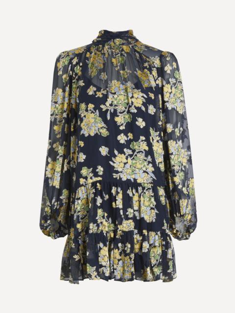 RIXO Anaya Silk-Satin Devoré Mini Dress