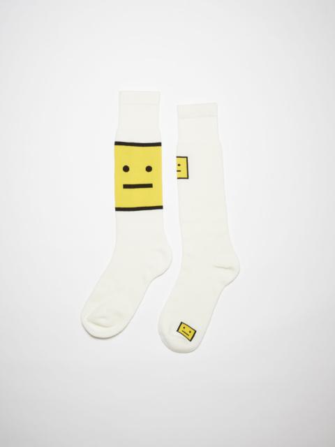 Acne Studios Cotton knee socks - White/yellow