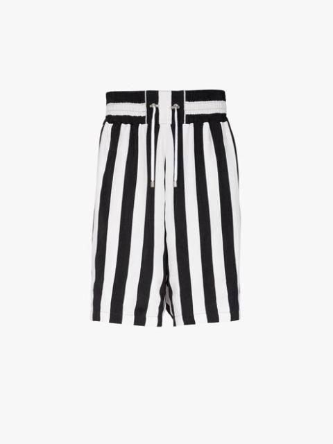 Balmain Black and white striped cuprammonium shorts