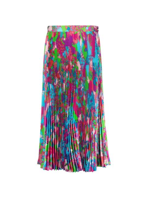 abstract-print pleated midi skirt