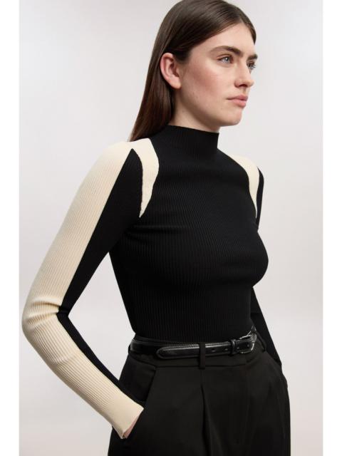KAREN MILLEN Petite Rib Knit Colour Block Top