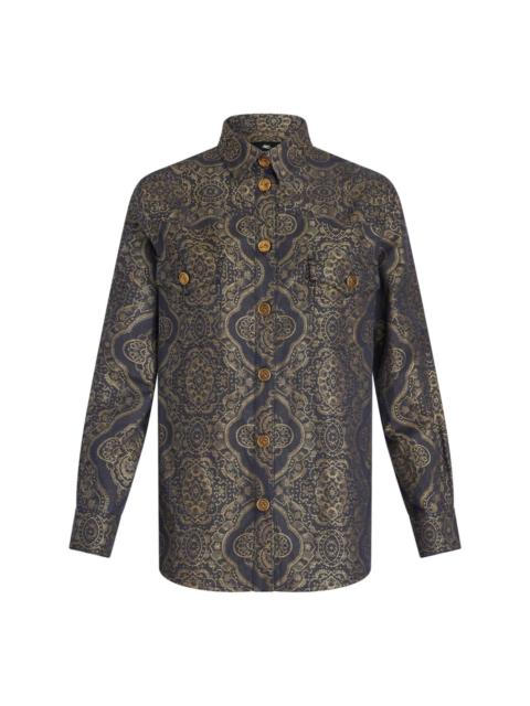 patterned-jacquard denim shirt