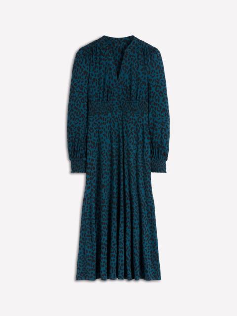 BODEN Ivy Smocked Midi Dress-Midnight Ocean, Brushed Animal