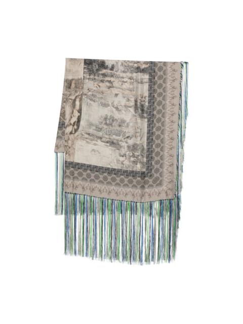 Pierre-Louis Mascia Aloeuw printed fringe-edge scarf