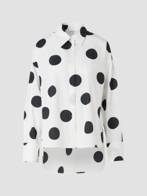 AKRIS Women's Polka Dot Cotton Oversized High-Low Shirt - Cream Black