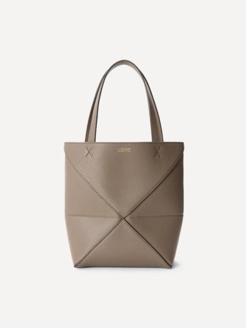 Loewe Mini Puzzle Fold Taupe Leather Tote Bag
