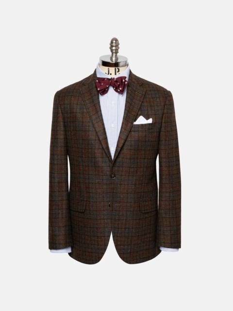 J. PRESS MADE-IN-CANADA OLIVE BROWN TATTERSALL WOOL/CASHMERE SPORT COAT