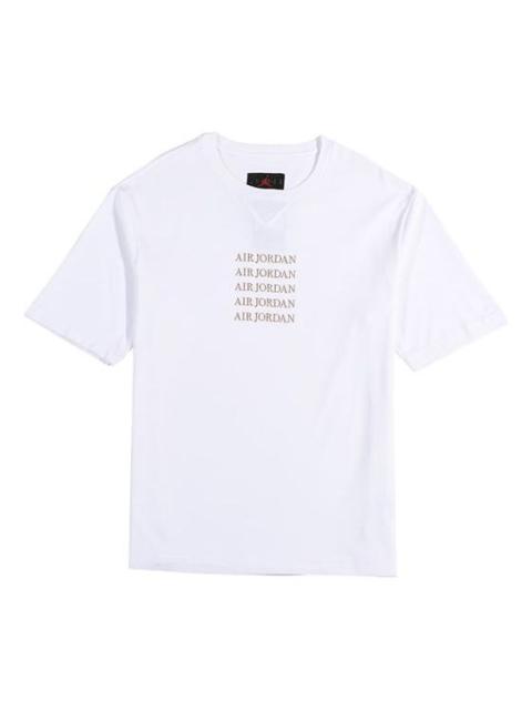 Jordan Air Jordan Embroidered Logo Athleisure Casual Sports Round Neck Short Sleeve White AT8873-100