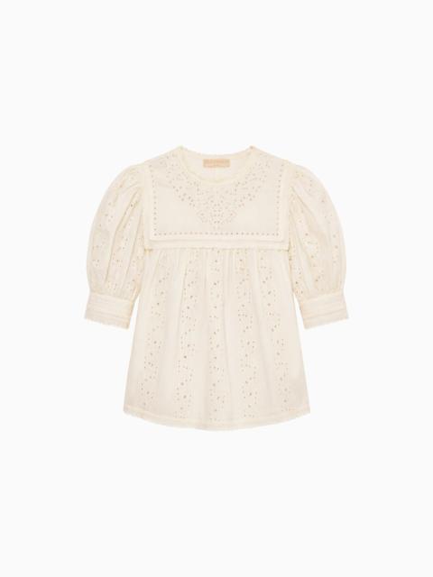ULLA JOHNSON Una Short Sleeve Cotton Top