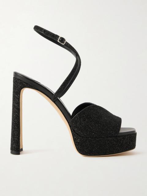 JIMMY CHOO Karly 125 Glittered Leather Sandals