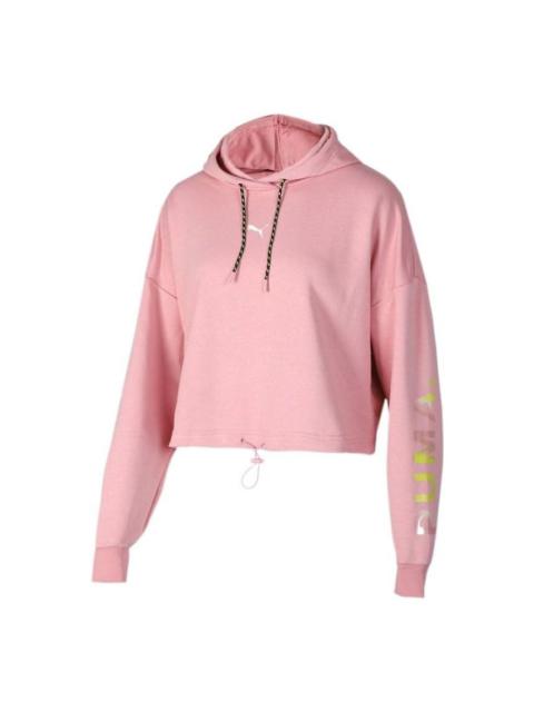 (WMNS) PUMA Chase Cropped Hoodie 'Pink White' 595935-14