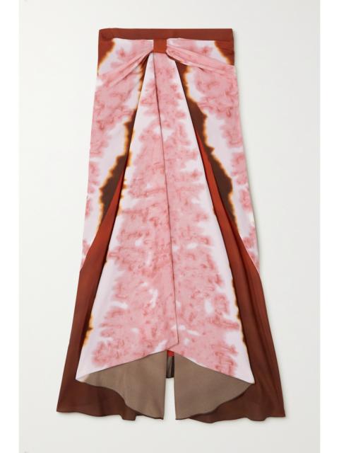 Altuzarra Kalliope Draped Tie-dyed Satin Midi Skirt