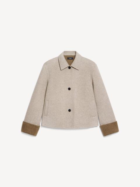 Theory Boxy Cuff Jacket in Double-Face Wool Twill