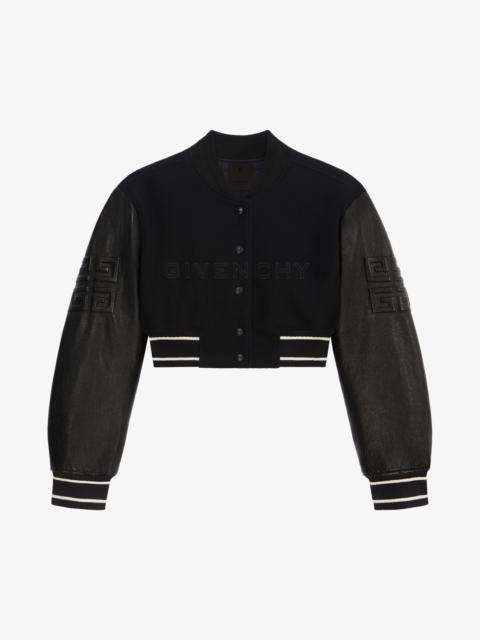 GIVENCHY CROPPED VARSITY JACKET IN WOOL AND LEATHER