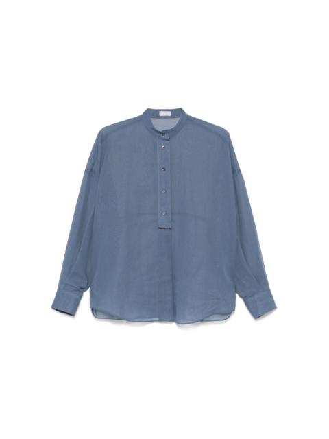 Tシャツ・カットソー BRUNELLO CUCINELLI TURTLE NECK BLOUSE (MB993EK714 C7186) Brunello Cucinelli - Black Keyhole Cotton T-Shirt