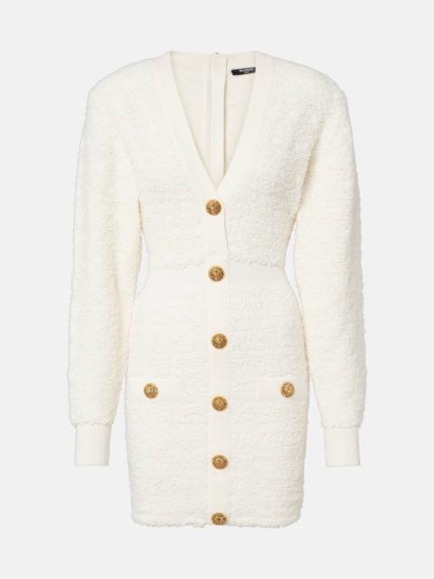 Balmain button-embellished tweed mini dress