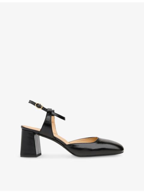 WHISTLES Matilda Block-Heel Leather Slingback Shoes
