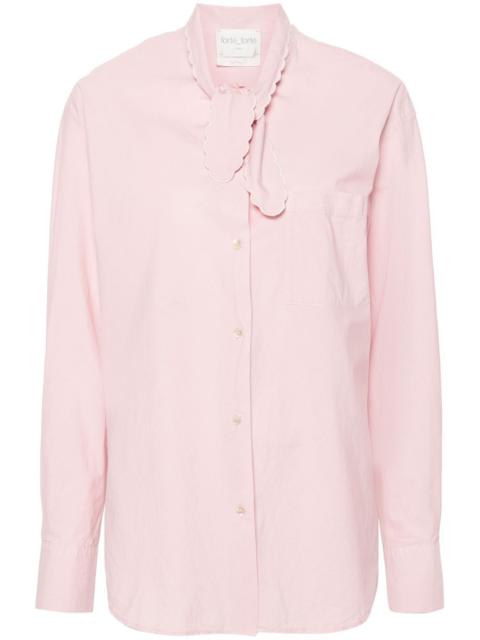 forte_forte pussy-bow collar poplin shirt
