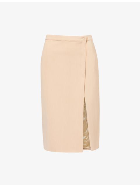 MUGLER Split-Front Regular-Fit Woven Midi Skirt