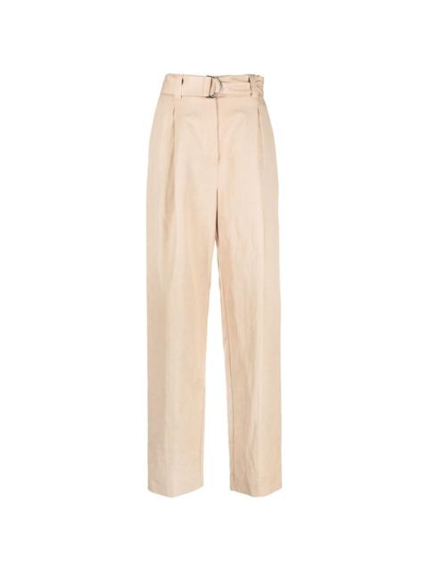 belted straight-leg trousers