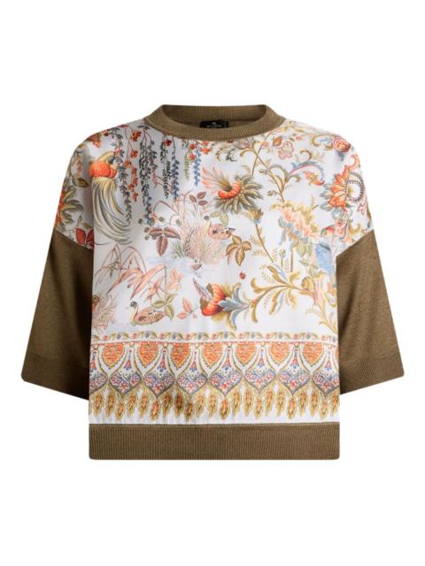 Etro floral-print inserted knit top
