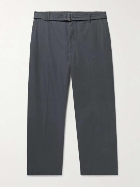The Row Earl Straight-Leg Cropped Belted Cotton-Poplin Trousers