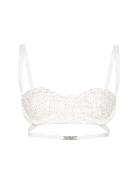 GCDS sequin-embellishment tweed bralette