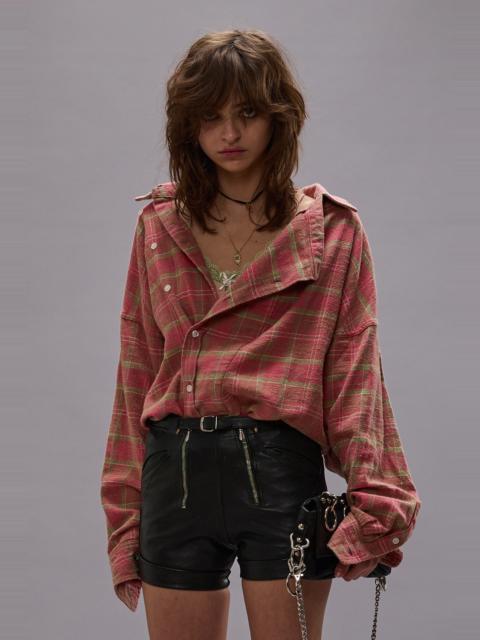 ASYMMETRICAL SHIRT - PINK PLAID - R13