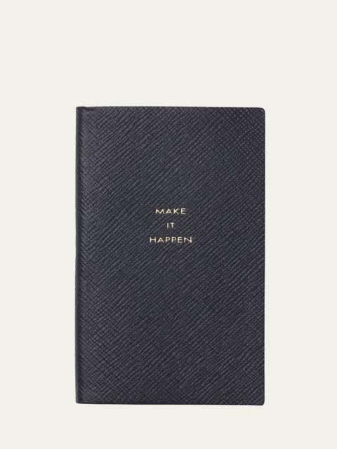 Smythson "Make It Happen" Panama Leather Pocket Notebook, Navy